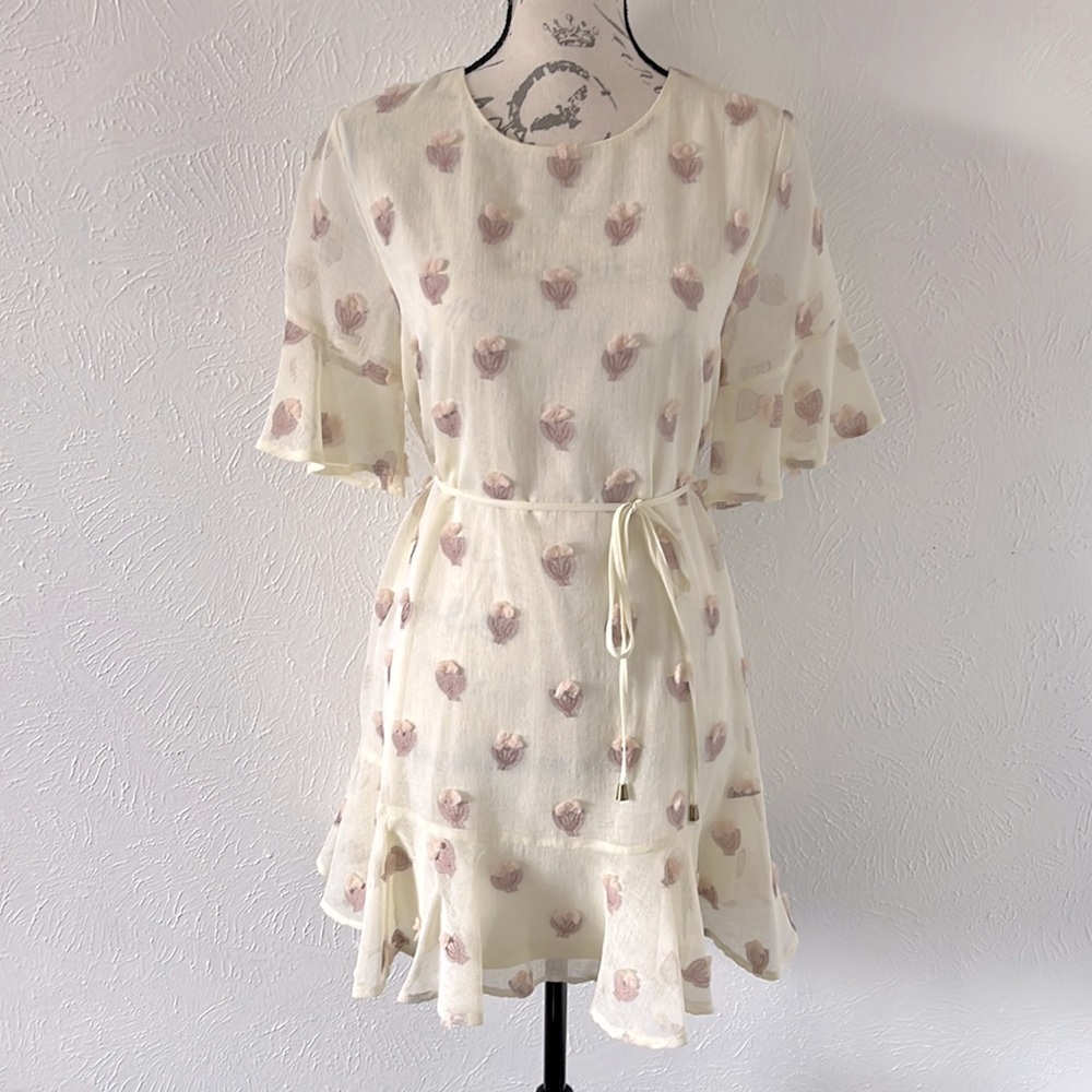 Entro Pom Pom Ivory Dress